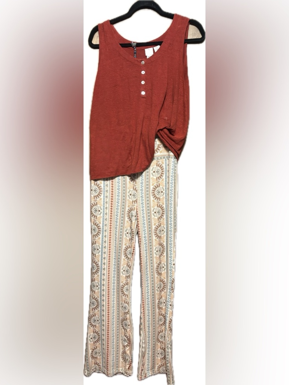 Joie Linen Tank ShoSho flares and Poof! crochet kimono Three piece outfit M/L - Picture 5 of 9